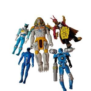 Power Rangers Action Figures Lot of 5 King Sphinx Blue Aqua Ranger Dino Drillton